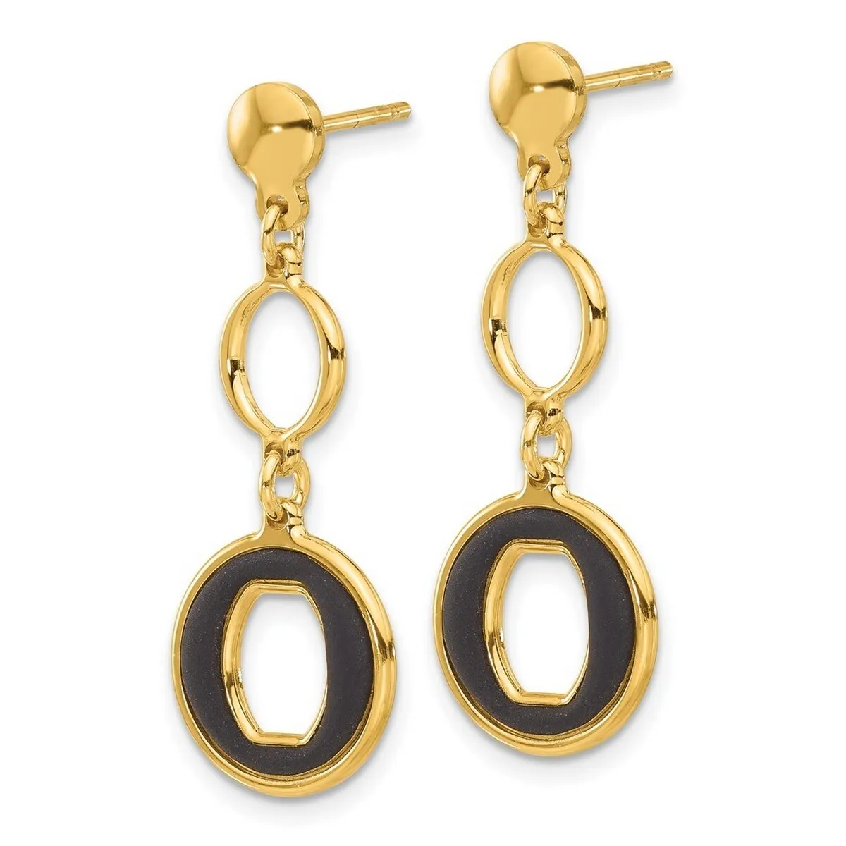 Curata 925 Sterling Silver Gold Plated Black Circle Post Dangle Earrings - 31.55x12.86mm sold by Zulily product image thumbnail 2