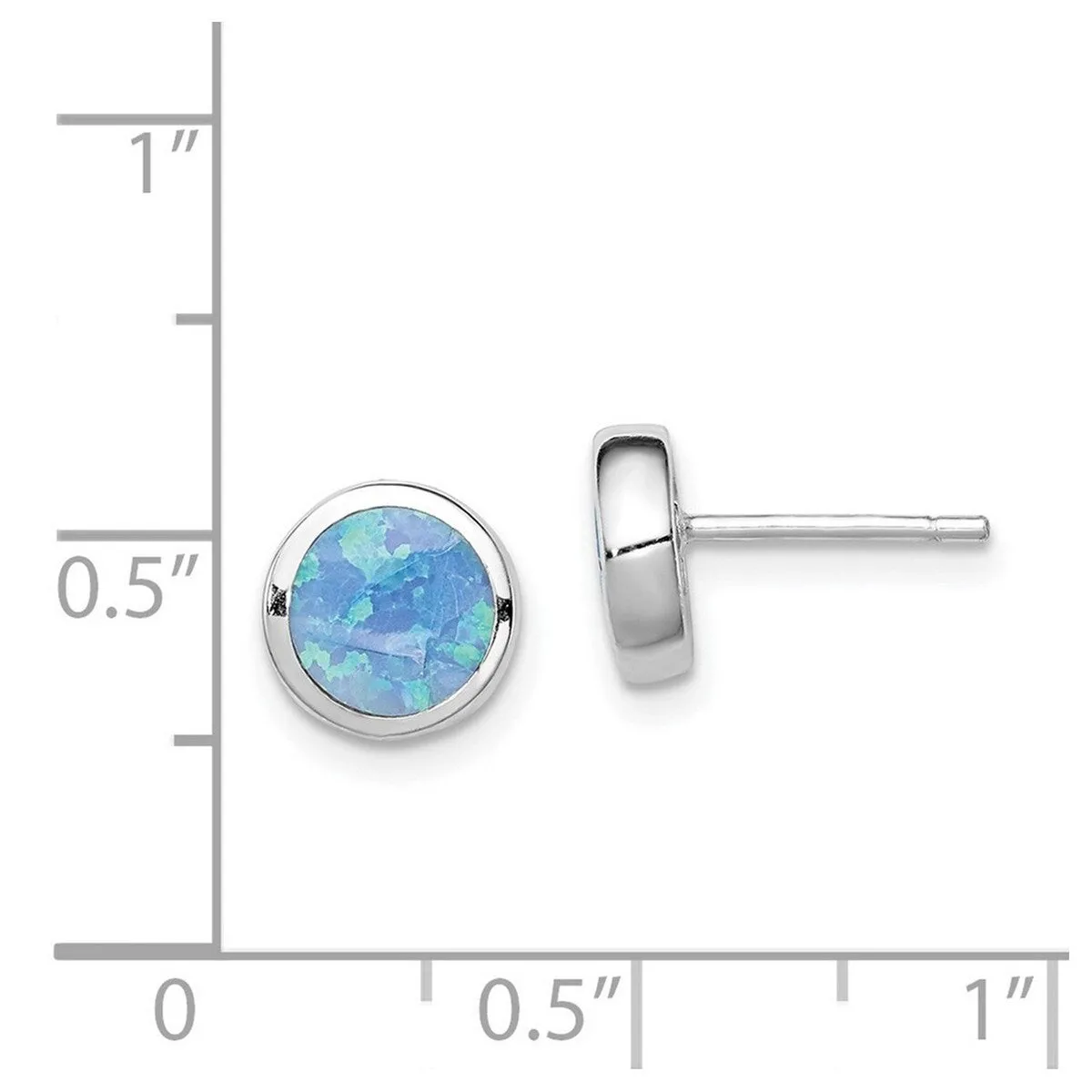 Curata 925 Sterling Silver 9mm Simulated Blue Opal Bezel Post Earrings sold by Zulily product image thumbnail 4