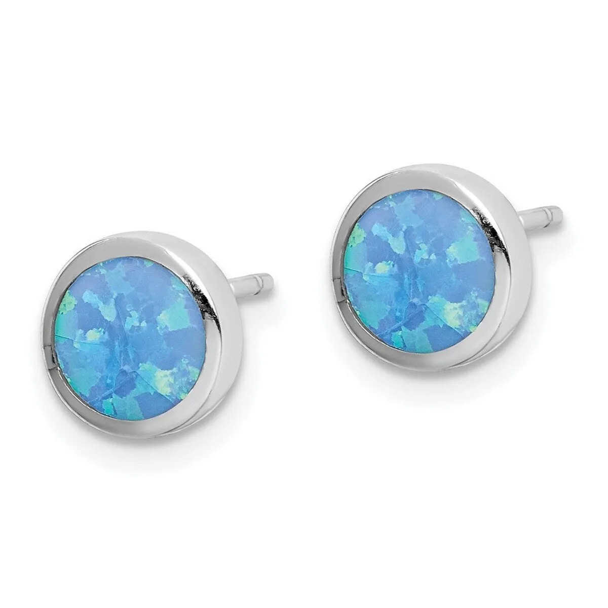 Curata 925 Sterling Silver 9mm Simulated Blue Opal Bezel Post Earrings sold by Zulily product image thumbnail 5
