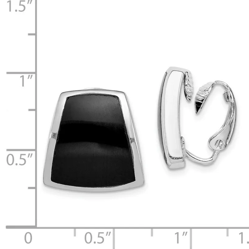 Curata 925 Sterling Silver Polished Onyx Non Pierced Earrings - 18x16mm sold by Zulily