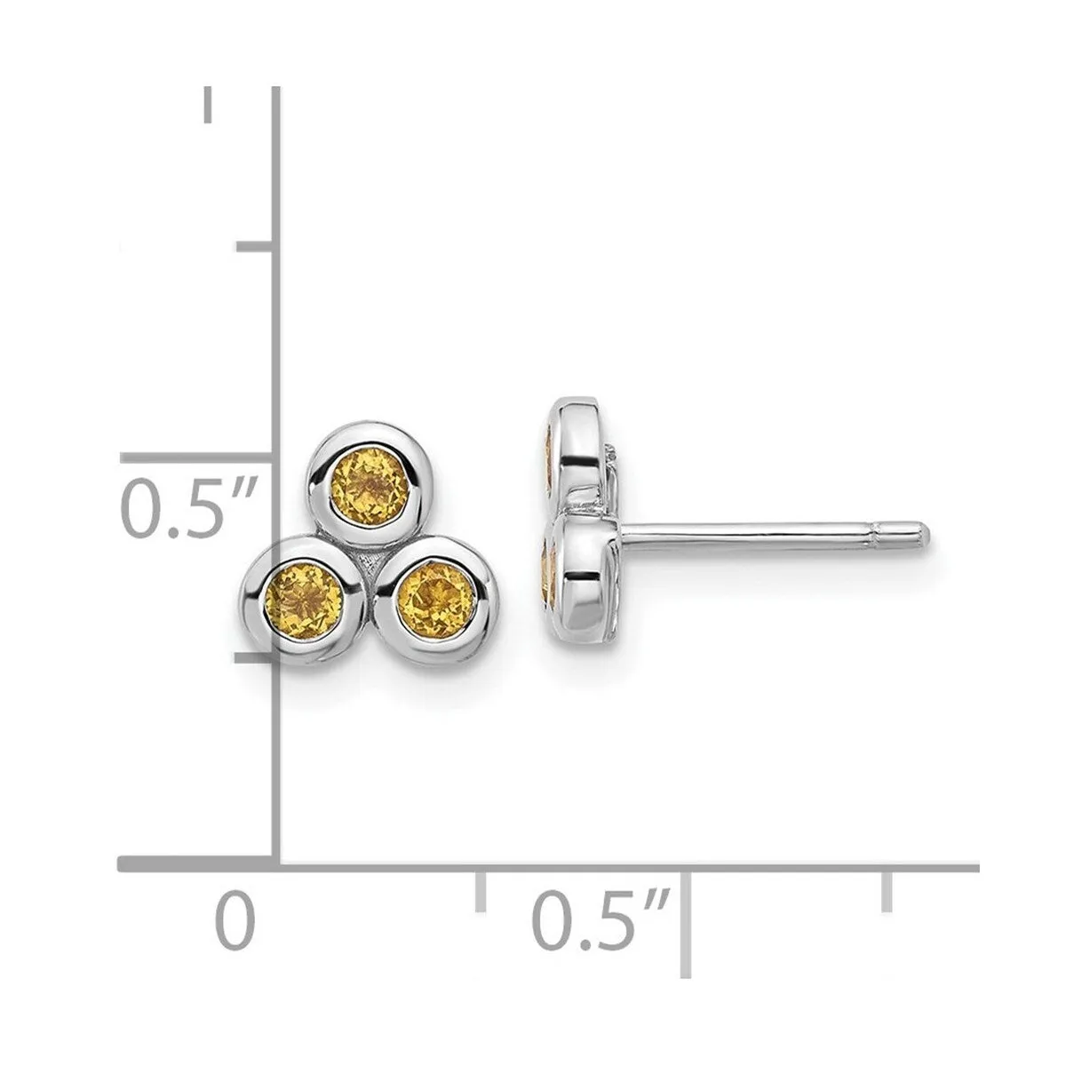Curata 925 Sterling Silver Rhodium Plated Bezel Citrine 3-stone Post Earrings - 7.53x7.98mm sold by Zulily product image thumbnail 2