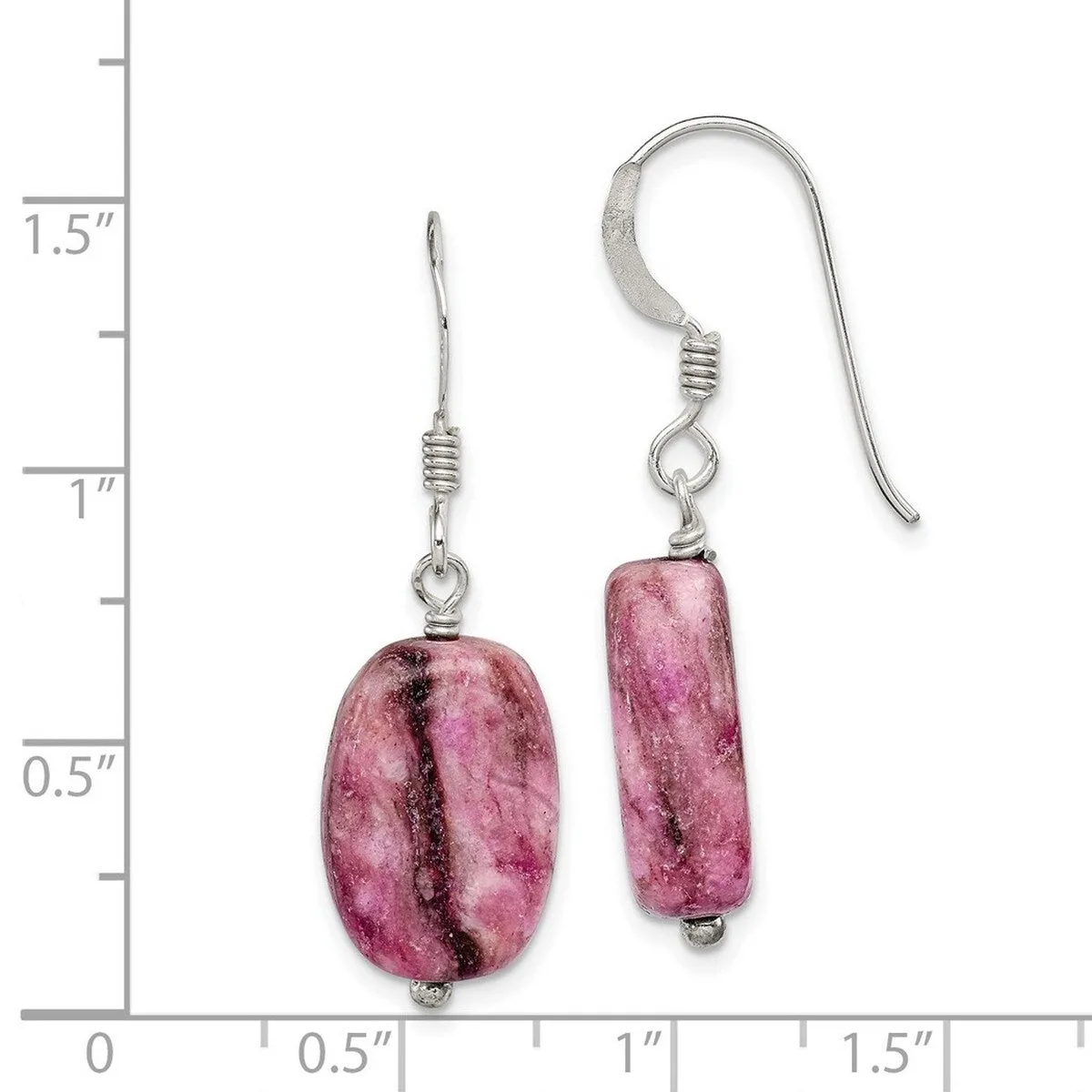 Curata 925 Sterling Silver Purple Jasper Hook Earrings - 33x11mm sold by Zulily
