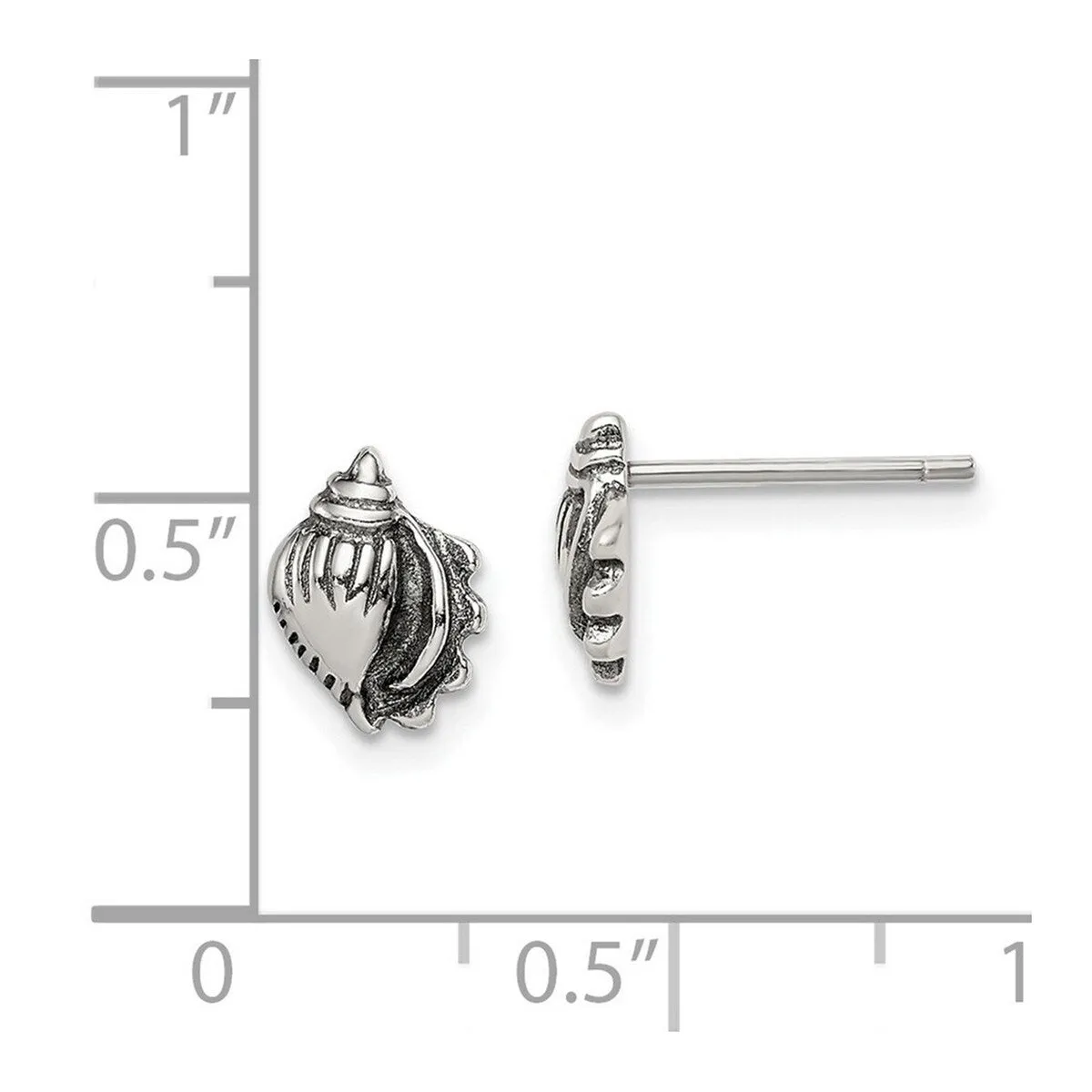 Curata 925 Sterling Silver Sea Shell Post Artisan Oxidized Earrings - 9x7mm sold by Zulily