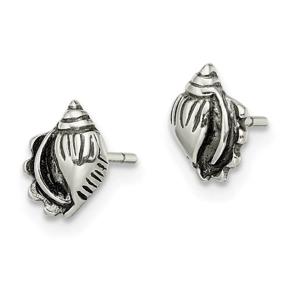Curata 925 Sterling Silver Sea Shell Post Artisan Oxidized Earrings - 9x7mm sold by Zulily product image thumbnail 2