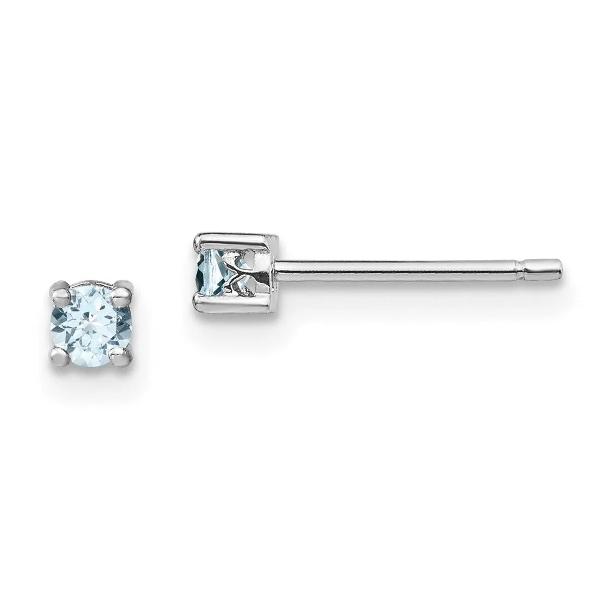 Curata 925 Sterling Silver 3mm Round Aquamarine Post Earrings sold by Zulily product image thumbnail 3
