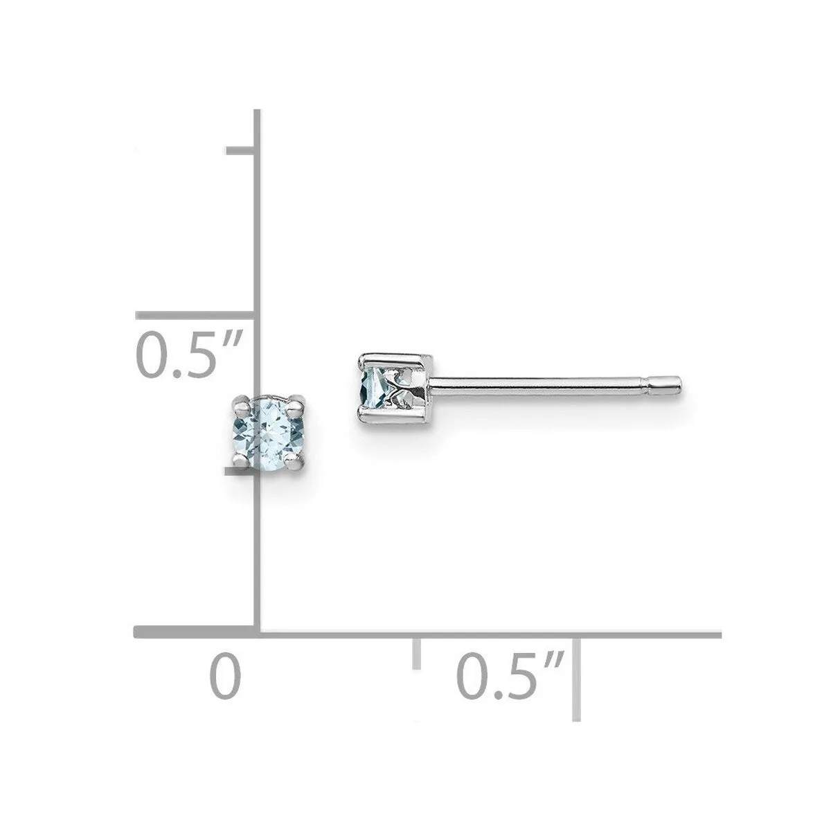 Curata 925 Sterling Silver 3mm Round Aquamarine Post Earrings sold by Zulily product image thumbnail 2