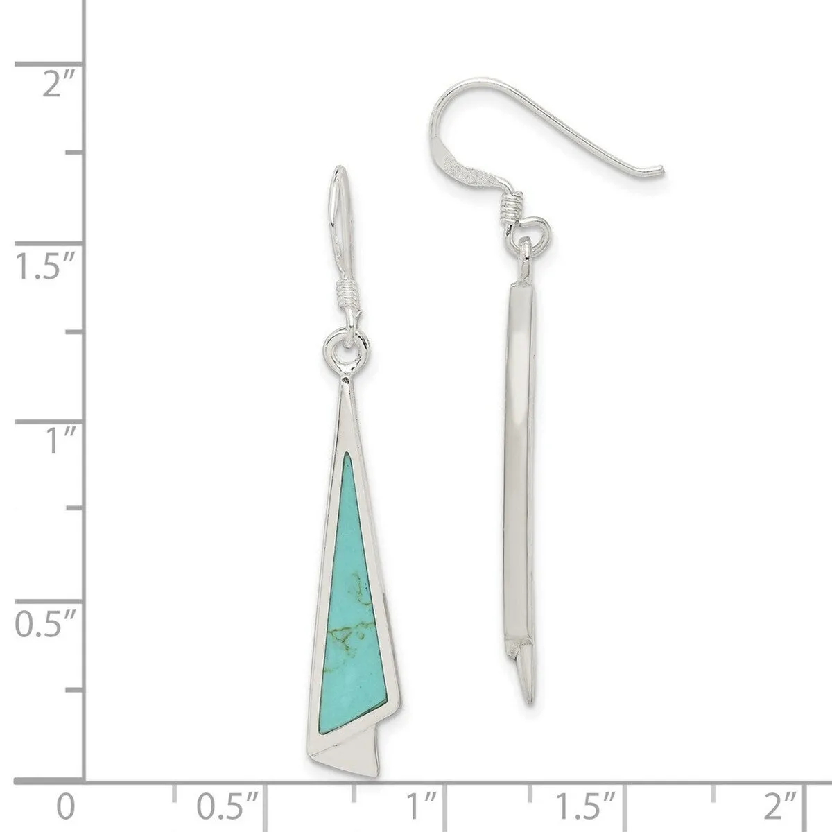 Curata 925 Sterling Silver Simulated Turquoise Flat Triiangle Hook Earrings - 46x7mm sold by Zulily product image thumbnail 4