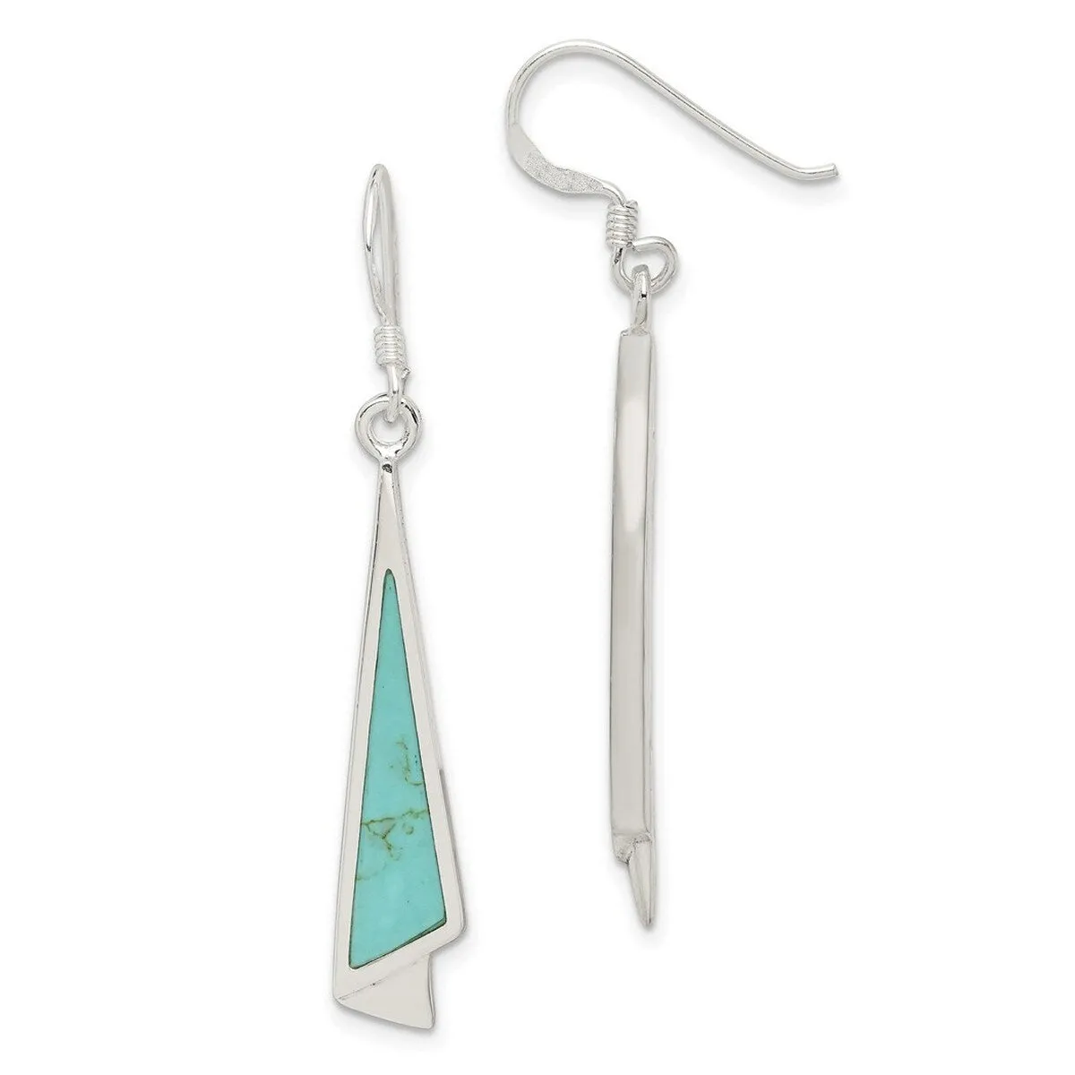 Curata 925 Sterling Silver Simulated Turquoise Flat Triiangle Hook Earrings - 46x7mm sold by Zulily product image thumbnail 3