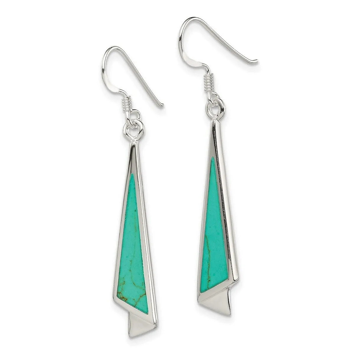 Curata 925 Sterling Silver Simulated Turquoise Flat Triiangle Hook Earrings - 46x7mm sold by Zulily product image thumbnail 5