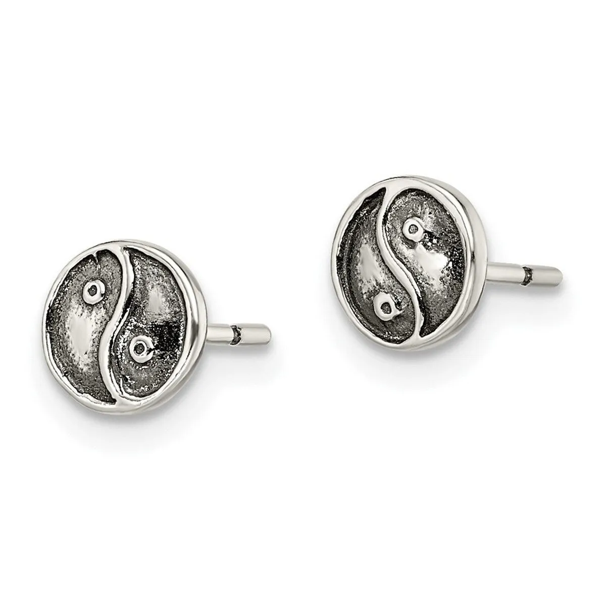 Curata 925 Sterling Silver Peace Sign Post Artisan Oxidized Earrings - 7x7mm sold by Zulily