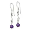 Curata 925 Sterling Silver Amethyst Bead Squiggle Dangle Artisan Oxidized Earrings - 36x6mm sold by Zulily