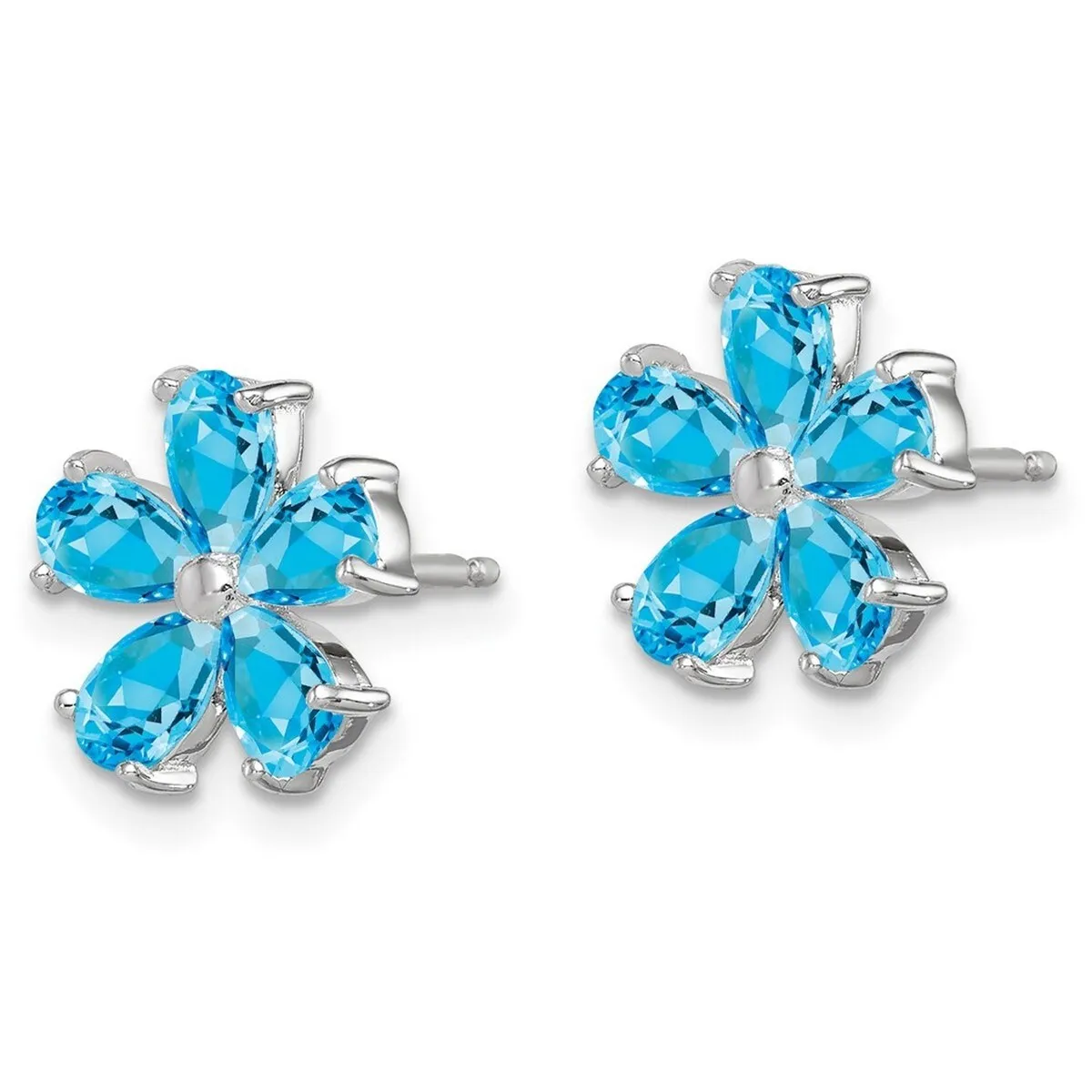 Curata 925 Sterling Silver Polished Post Flower Blue Topaz Earrings - 12x11mm sold by Zulily product image thumbnail 2