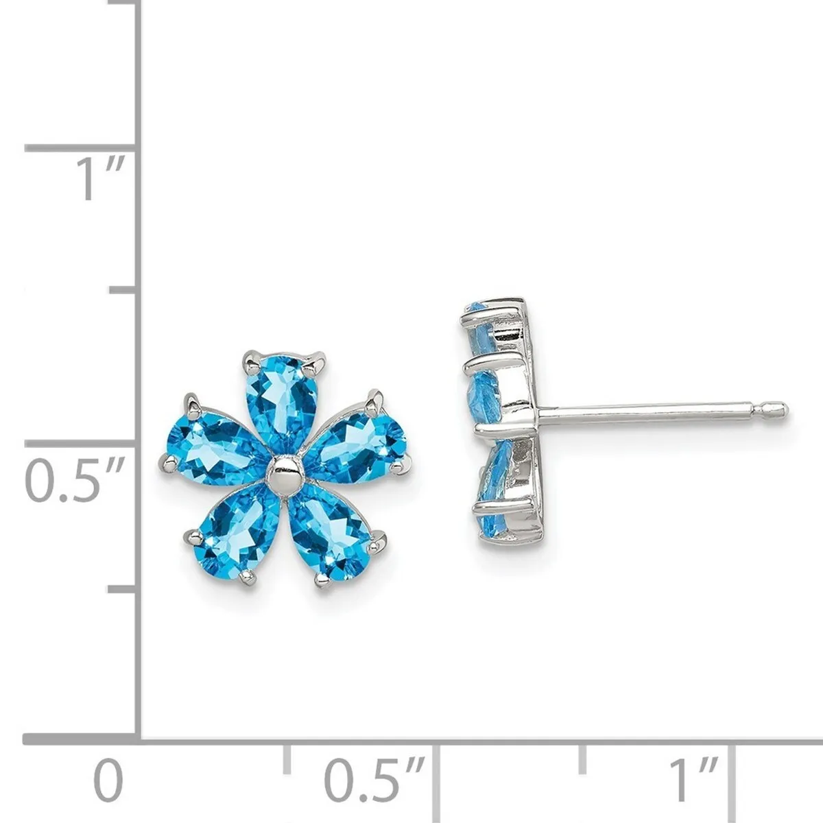 Curata 925 Sterling Silver Polished Post Flower Blue Topaz Earrings - 12x11mm sold by Zulily product image thumbnail 5