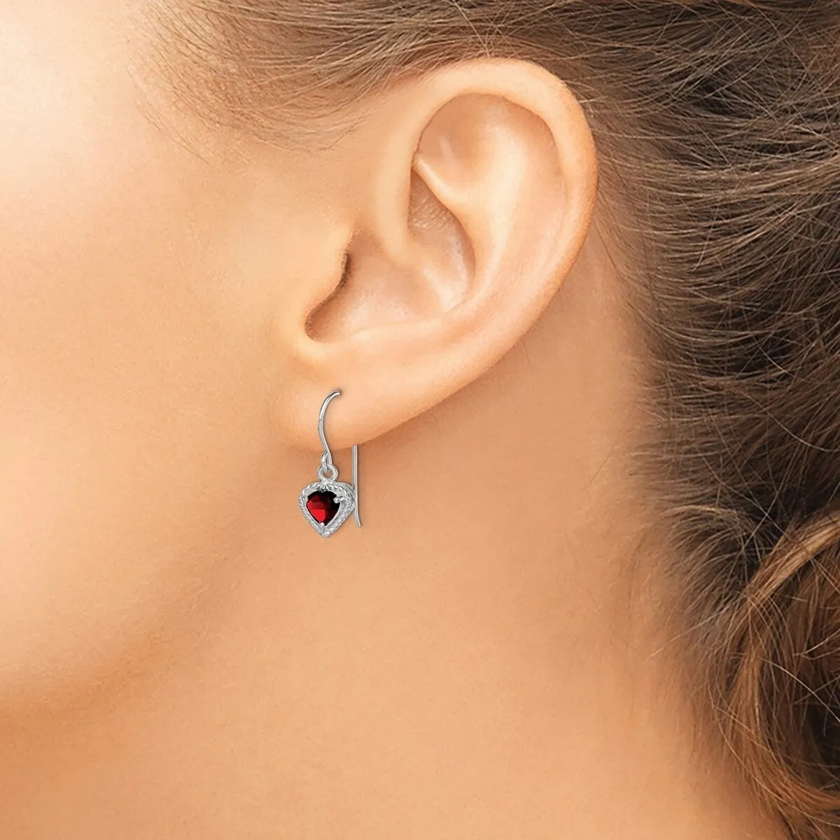 Curata 925 Sterling Silver Polished Hook Garnet Small Heart Earrings - 22x8mm sold by Zulily product image thumbnail 2