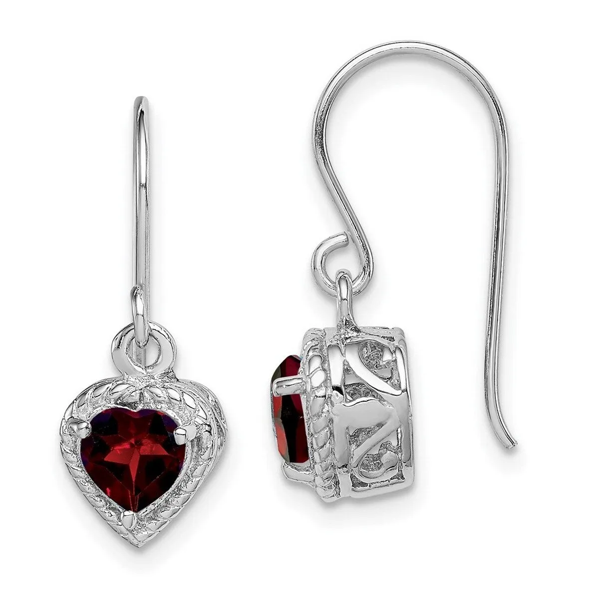 Curata 925 Sterling Silver Polished Hook Garnet Small Heart Earrings - 22x8mm sold by Zulily product image thumbnail 3