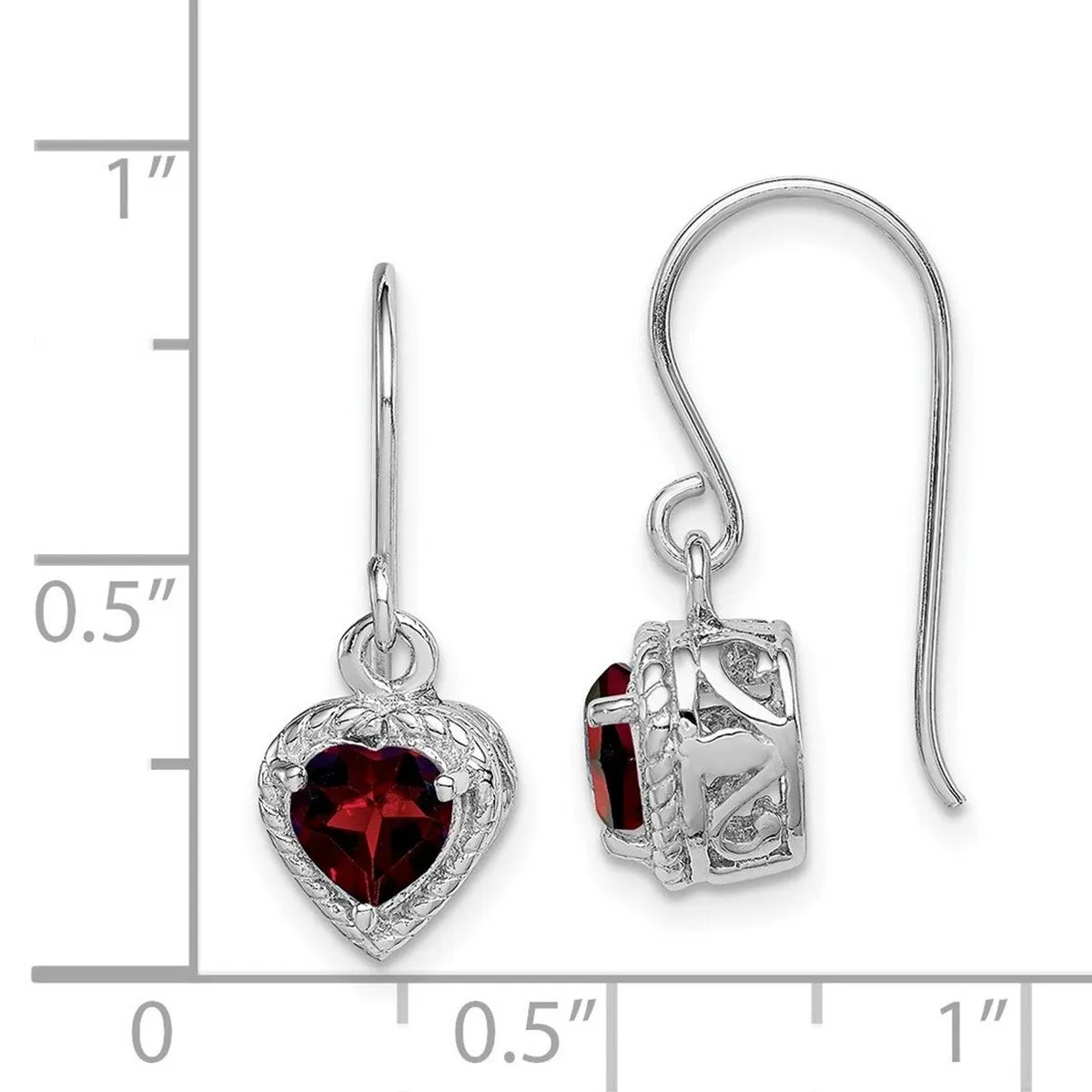 Curata 925 Sterling Silver Polished Hook Garnet Small Heart Earrings - 22x8mm sold by Zulily product image thumbnail 4