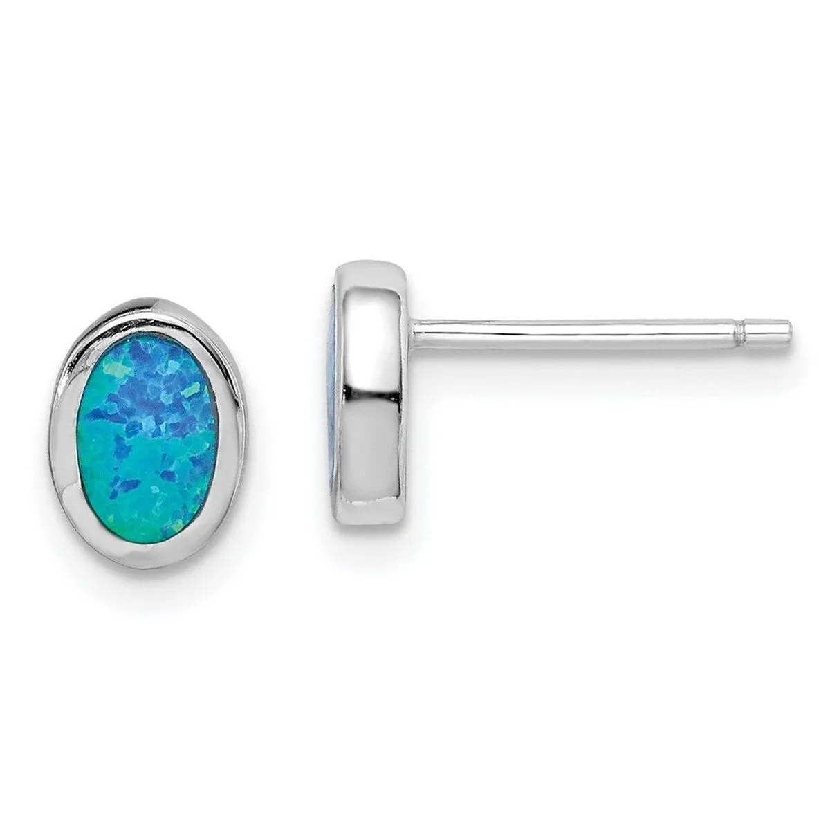 Curata 925 Sterling Silver Rhodium Plated 7.9mm Simulated Opal Oval Post Earrings sold by Zulily product image thumbnail 5
