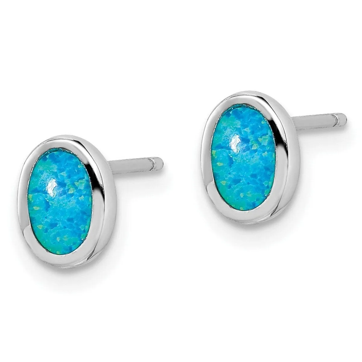 Curata 925 Sterling Silver Rhodium Plated 7.9mm Simulated Opal Oval Post Earrings sold by Zulily product image thumbnail 2