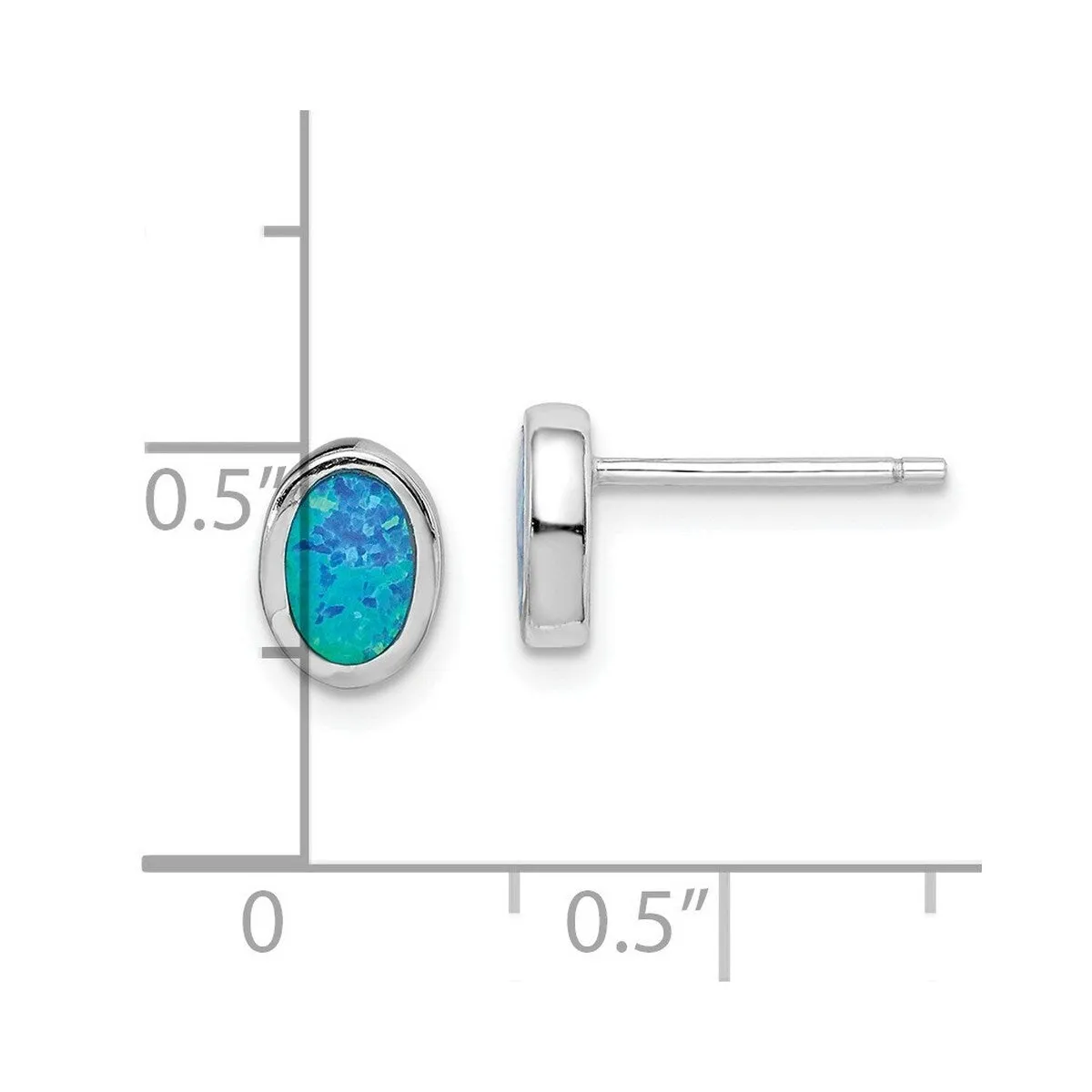Curata 925 Sterling Silver Rhodium Plated 7.9mm Simulated Opal Oval Post Earrings sold by Zulily