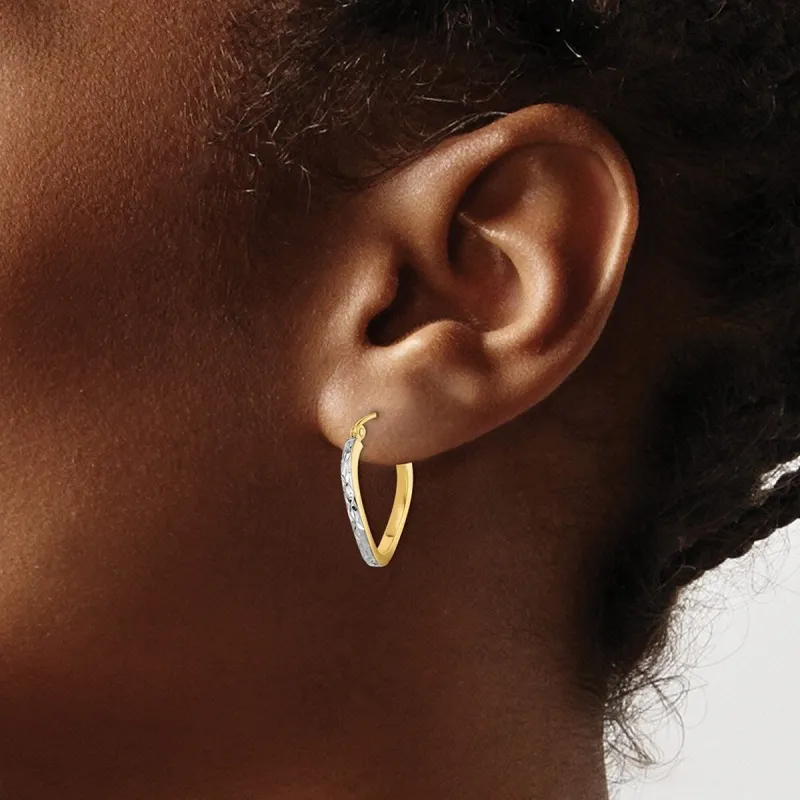 Curata 925 Sterling Silver Gold Plated Sparkle Cut Wavy Square Tube Hoop Earrings - 19x3mm sold by Zulily