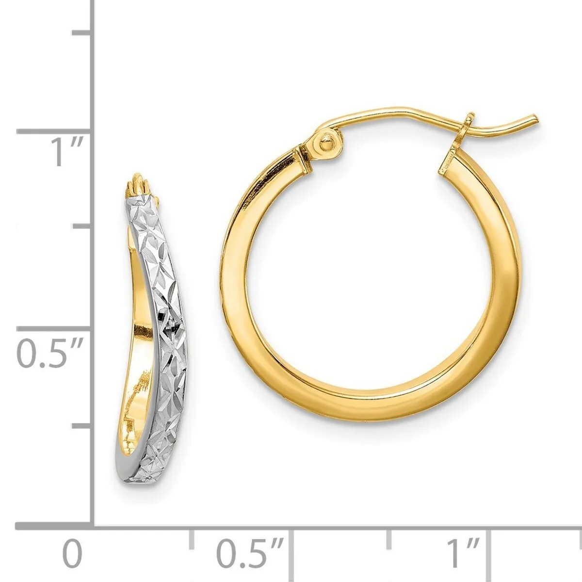 Curata 925 Sterling Silver Gold Plated Sparkle Cut Wavy Square Tube Hoop Earrings - 19x3mm sold by Zulily product image thumbnail 3