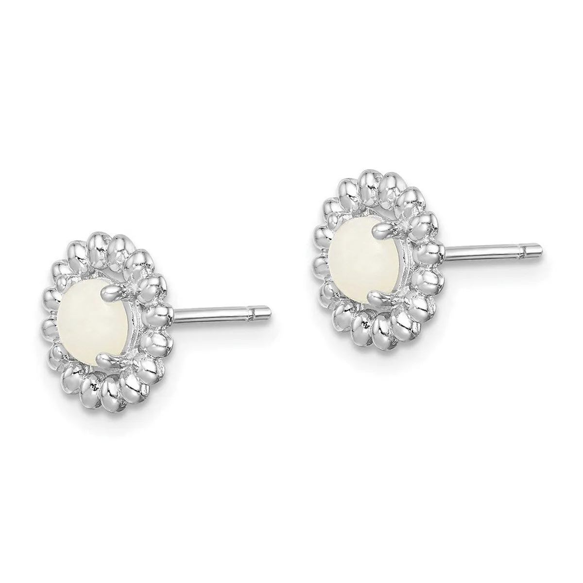 Curata 925 Sterling Silver Rhodium Plated 10mm Milky Opal Earrings sold by Zulily product image thumbnail 4