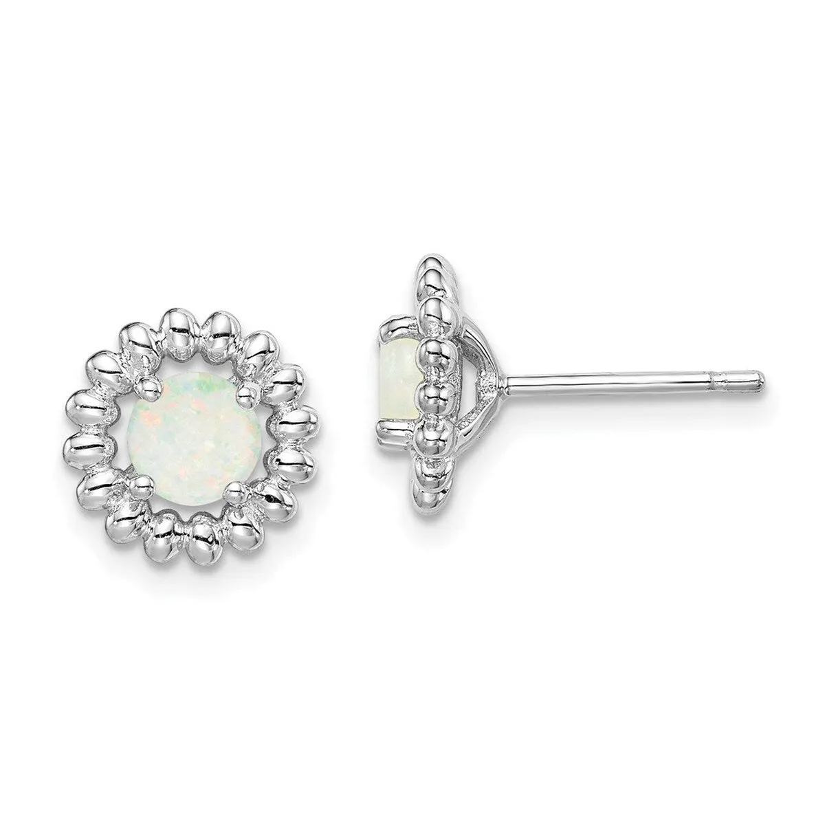 Curata 925 Sterling Silver Rhodium Plated 10mm Milky Opal Earrings sold by Zulily product image thumbnail 2