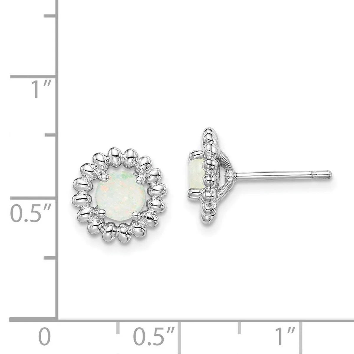 Curata 925 Sterling Silver Rhodium Plated 10mm Milky Opal Earrings sold by Zulily product image thumbnail 3