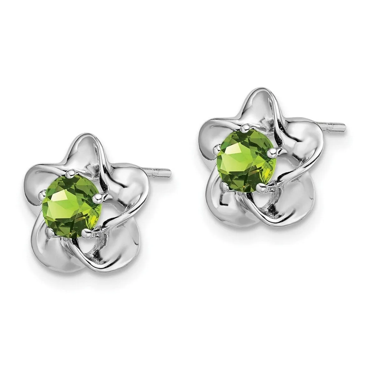 Curata 925 Sterling Silver Rhodium Plated Floral Peridot Post Earrings - 15x9mm sold by Zulily product image thumbnail 5