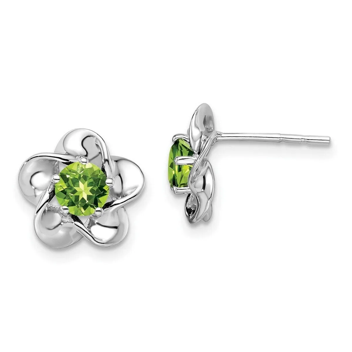Curata 925 Sterling Silver Rhodium Plated Floral Peridot Post Earrings - 15x9mm sold by Zulily product image thumbnail 3