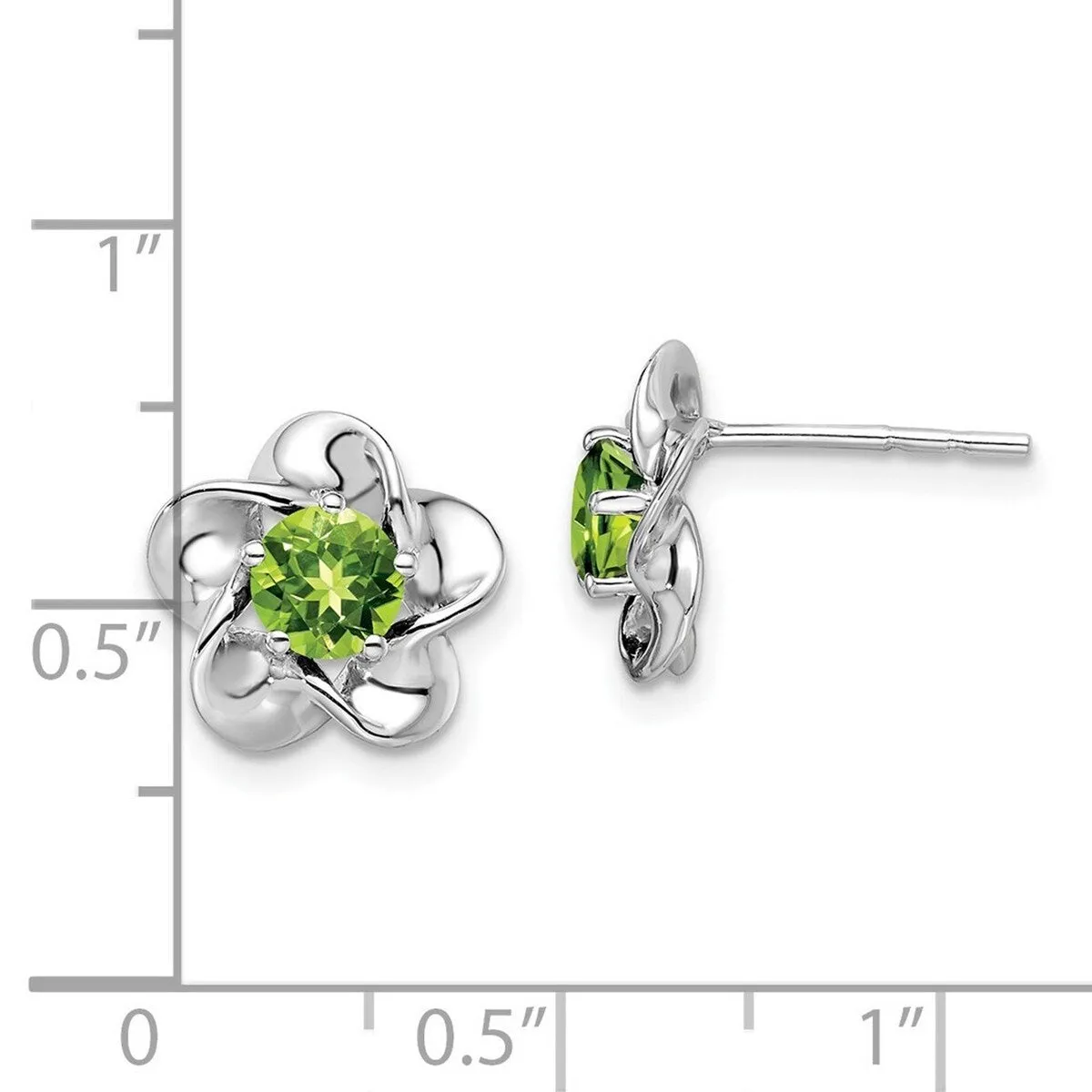 Curata 925 Sterling Silver Rhodium Plated Floral Peridot Post Earrings - 15x9mm sold by Zulily product image thumbnail 4