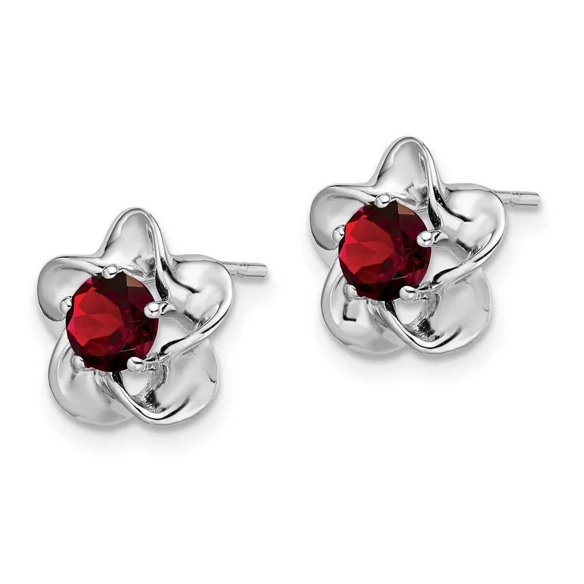 Curata 925 Sterling Silver Rhodium Plated Floral Garnet Post Earrings - 15x9mm sold by Zulily product image thumbnail 4