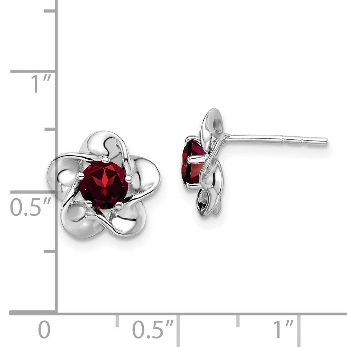 Curata 925 Sterling Silver Rhodium Plated Floral Garnet Post Earrings - 15x9mm sold by Zulily product image thumbnail 5