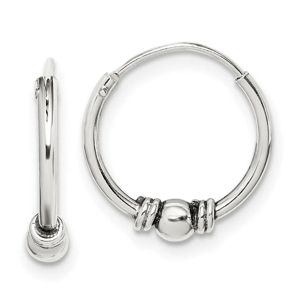 Curata 925 Sterling Silver 14x1.3mm Beaded Hoop Artisan Oxidized Earrings sold by Zulily product image thumbnail 2