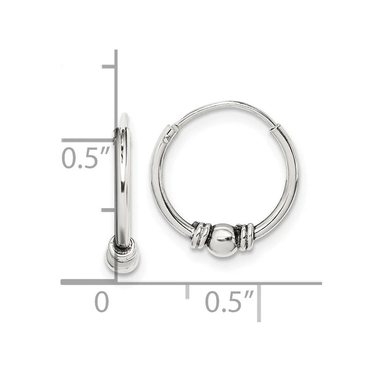 Curata 925 Sterling Silver 14x1.3mm Beaded Hoop Artisan Oxidized Earrings sold by Zulily product image thumbnail 3