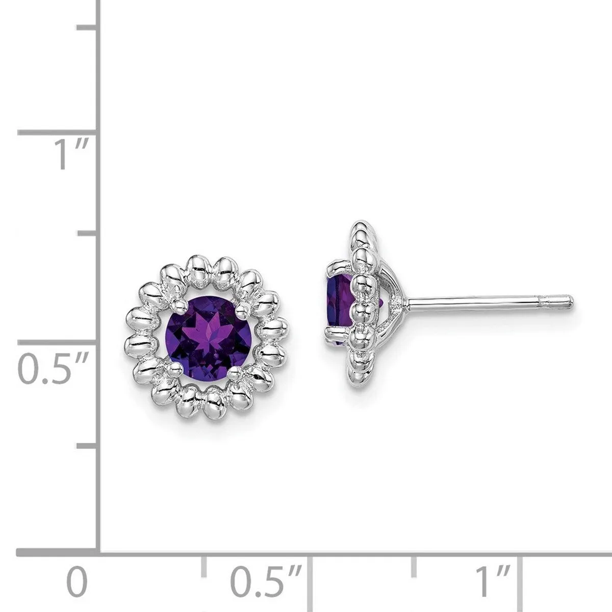 Curata 925 Sterling Silver Rhodium Plated 10mm Beaded Amethyst Earrings sold by Zulily product image thumbnail 4