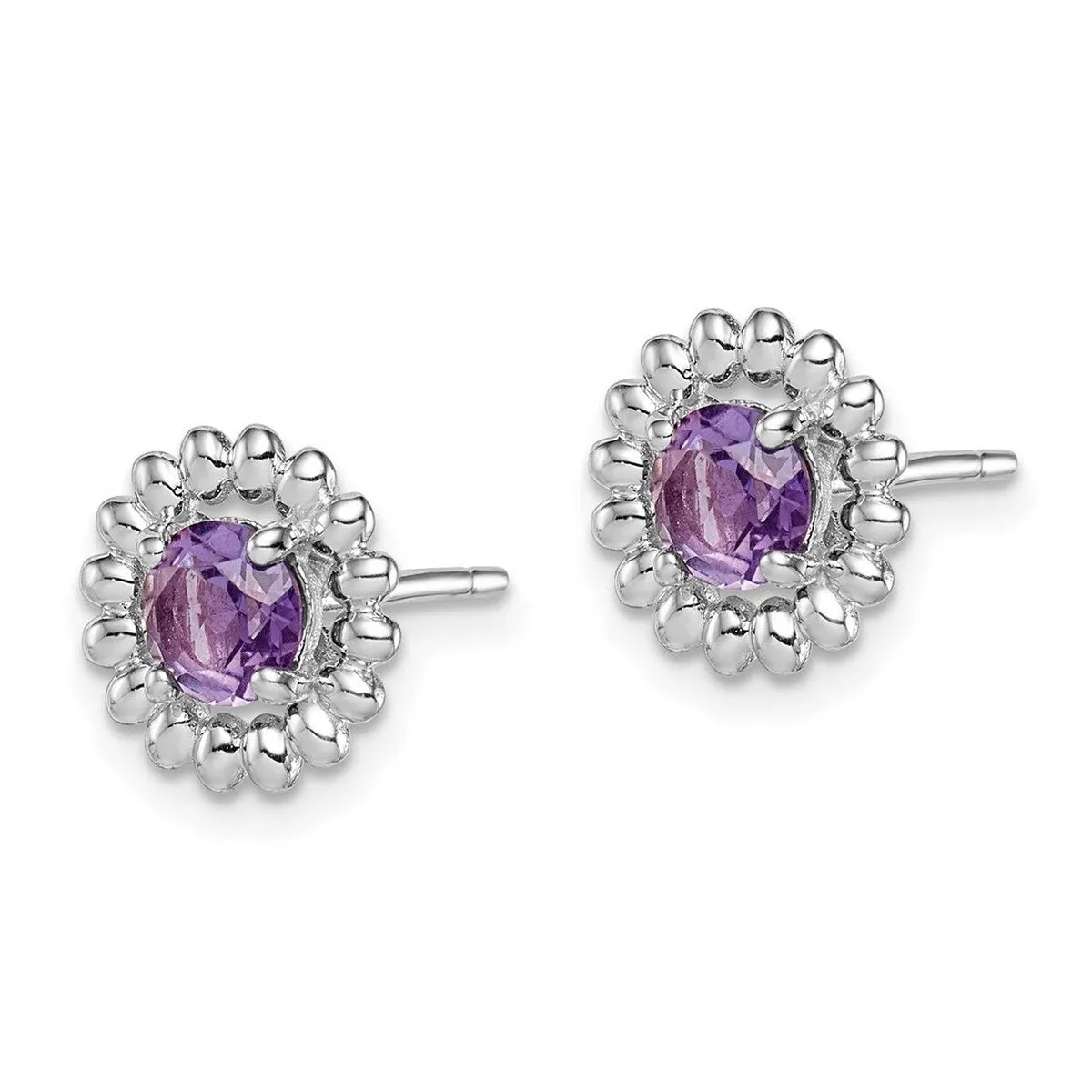 Curata 925 Sterling Silver Rhodium Plated 10mm Beaded Amethyst Earrings sold by Zulily product image thumbnail 5