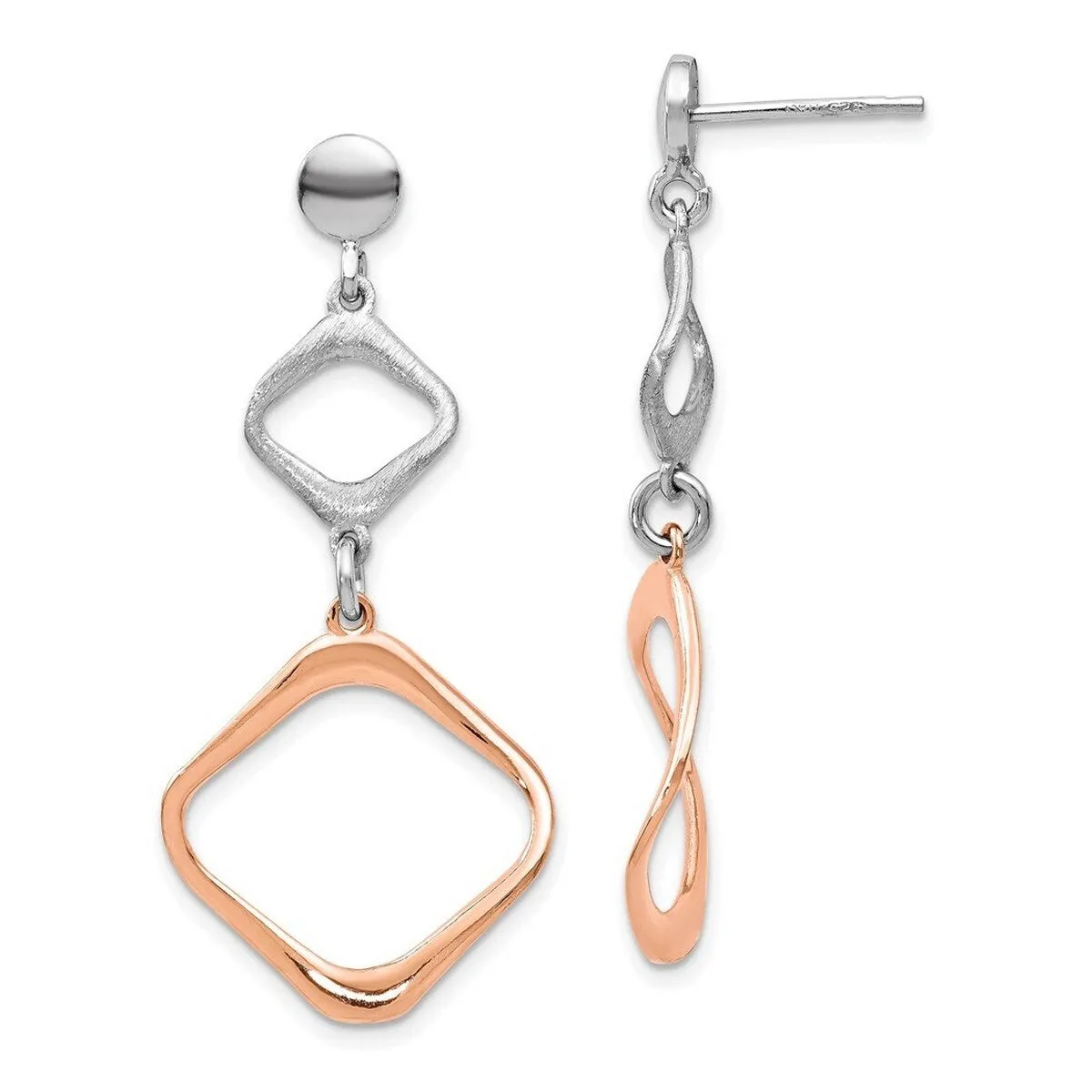 Curata 925 Sterling Silver Rose Gold Plated Geometric Post Dangle Earrings - 42x18mm sold by Zulily product image thumbnail 5