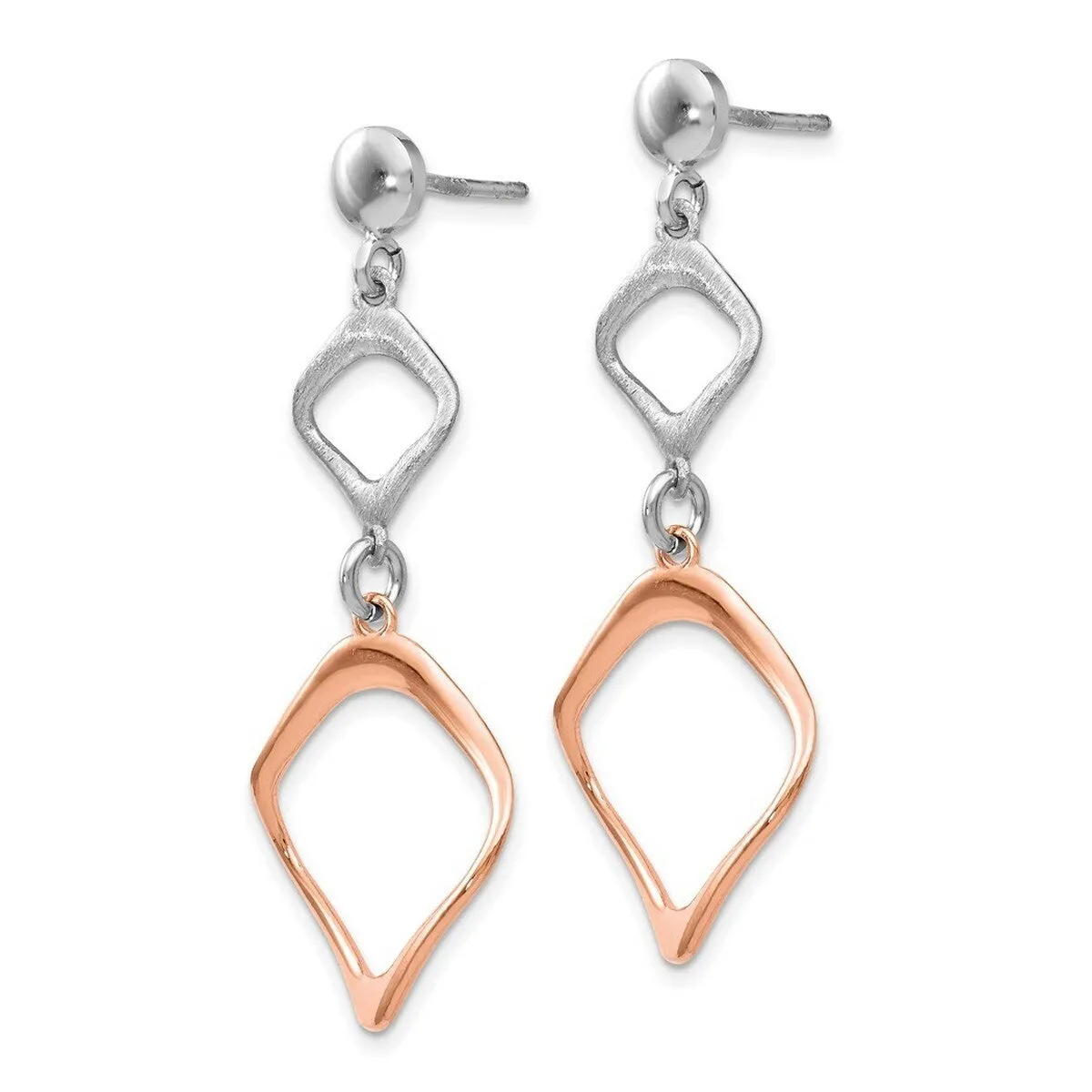 Curata 925 Sterling Silver Rose Gold Plated Geometric Post Dangle Earrings - 42x18mm sold by Zulily product image thumbnail 2