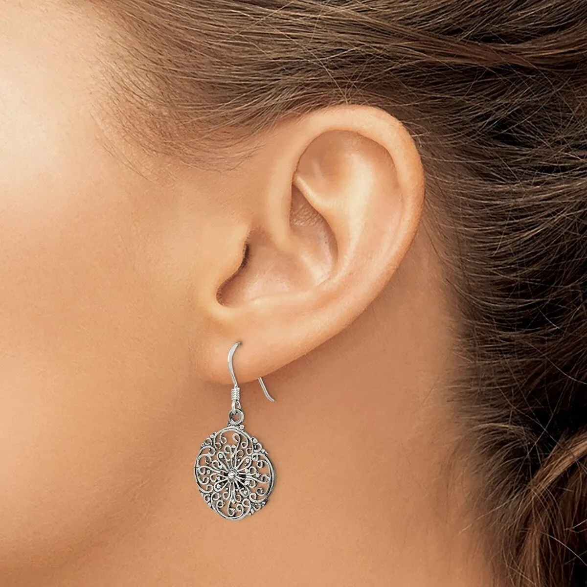 Curata 925 Sterling Silver Filigree Web Dangle Artisan Oxidized Earrings - 36x19mm sold by Zulily product image thumbnail 4