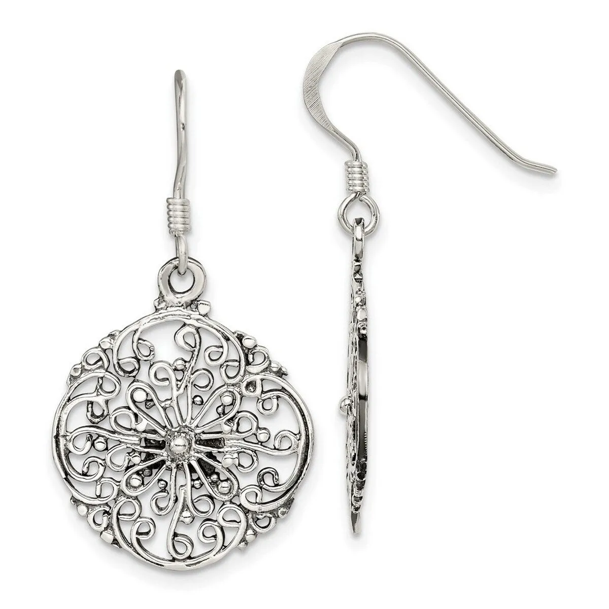 Curata 925 Sterling Silver Filigree Web Dangle Artisan Oxidized Earrings - 36x19mm sold by Zulily product image thumbnail 5