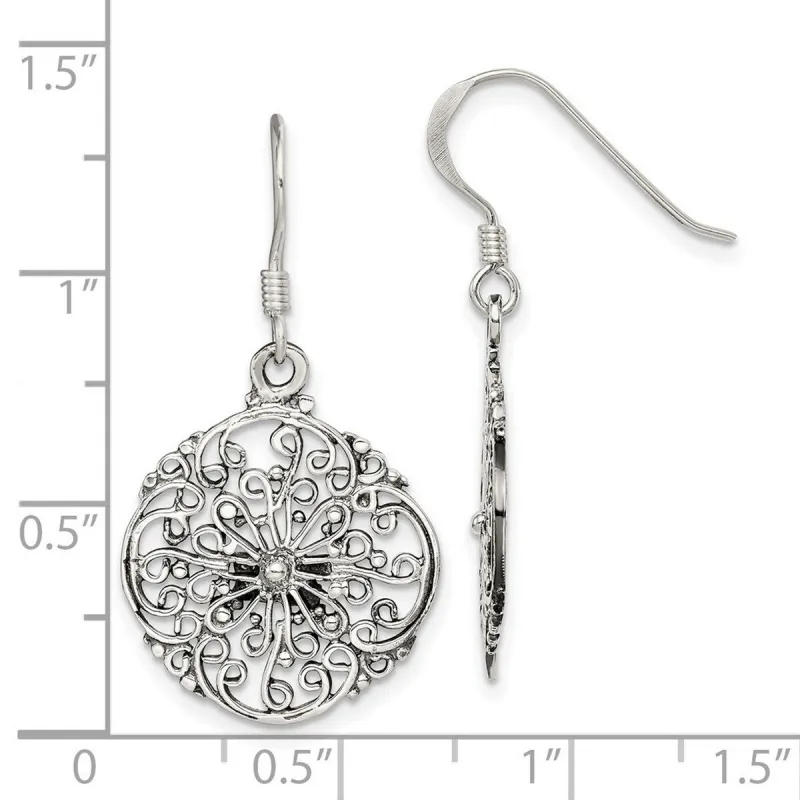 Curata 925 Sterling Silver Filigree Web Dangle Artisan Oxidized Earrings - 36x19mm sold by Zulily