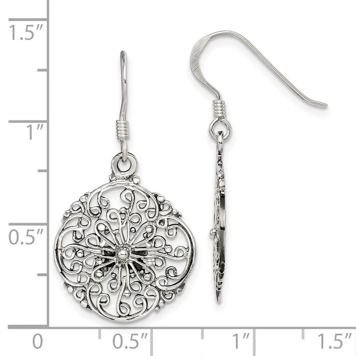 Curata 925 Sterling Silver Filigree Web Dangle Artisan Oxidized Earrings - 36x19mm sold by Zulily