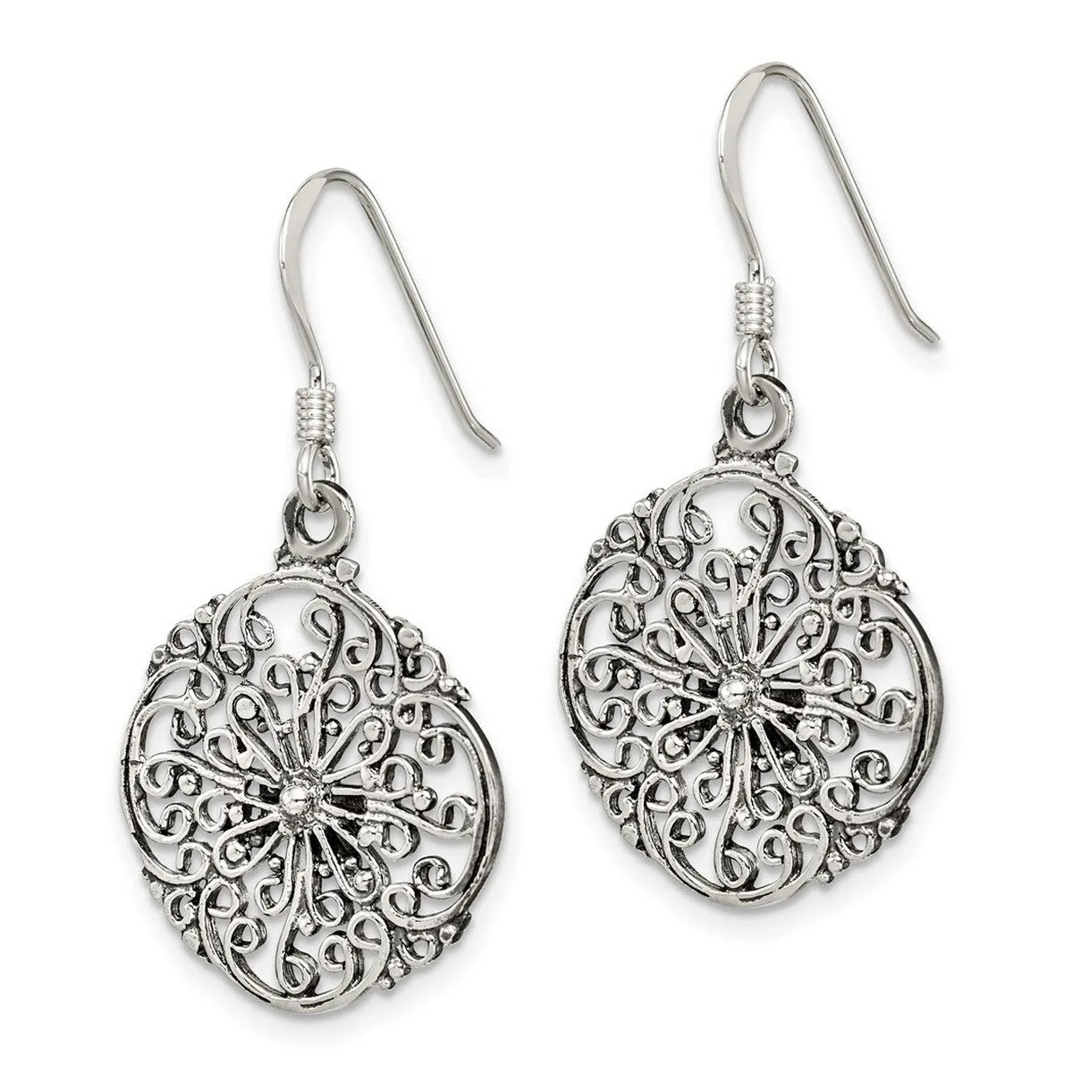 Curata 925 Sterling Silver Filigree Web Dangle Artisan Oxidized Earrings - 36x19mm sold by Zulily product image thumbnail 2
