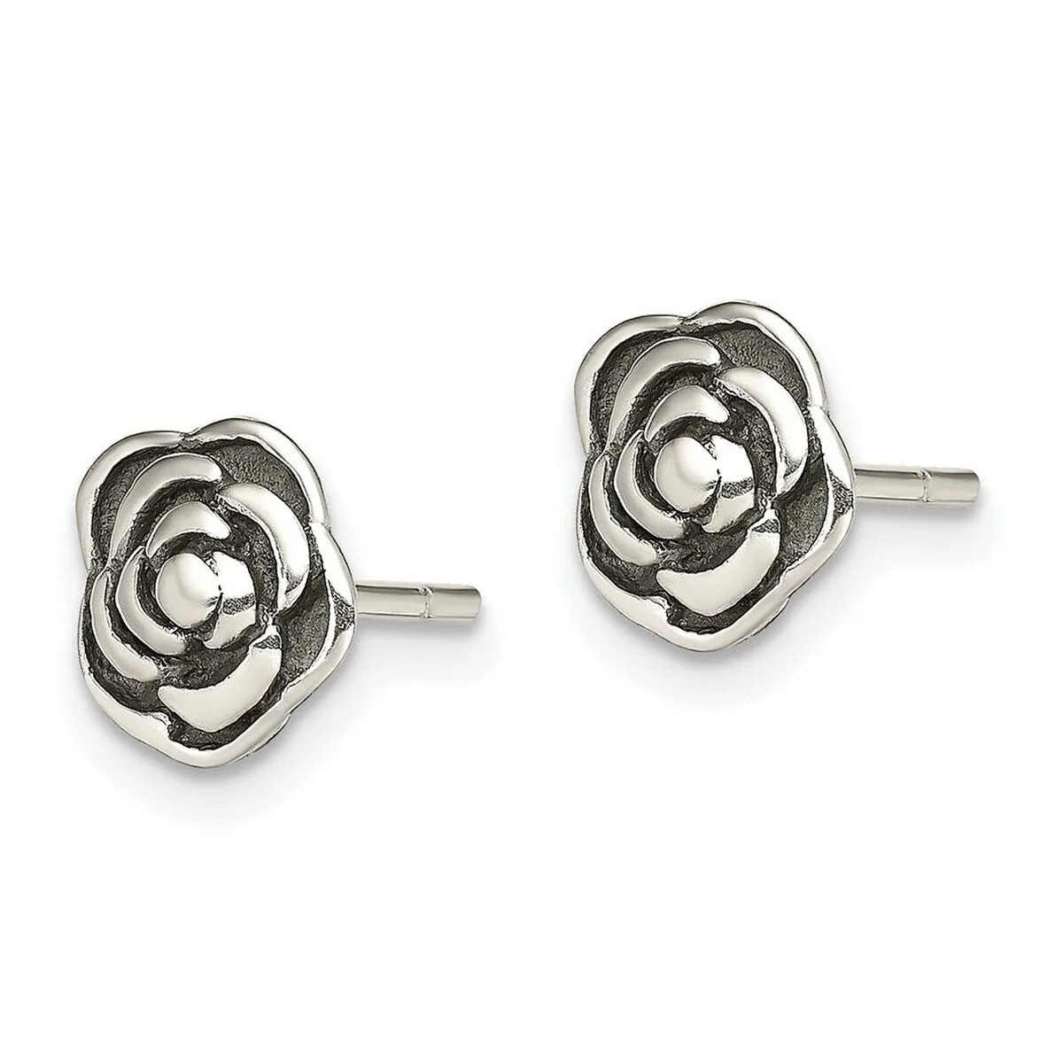 Curata 925 Sterling Silver Antiqued Rose Post Artisan Oxidized Earrings - 8.39x8.39mm sold by Zulily product image thumbnail 2