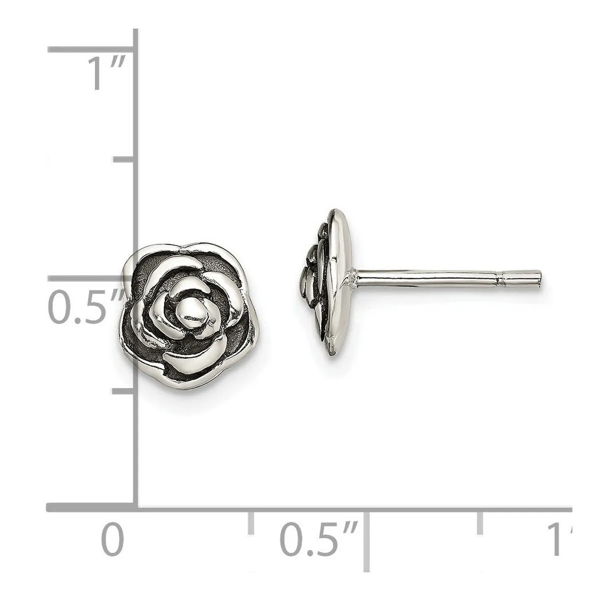 Curata 925 Sterling Silver Antiqued Rose Post Artisan Oxidized Earrings - 8.39x8.39mm sold by Zulily product image thumbnail 5