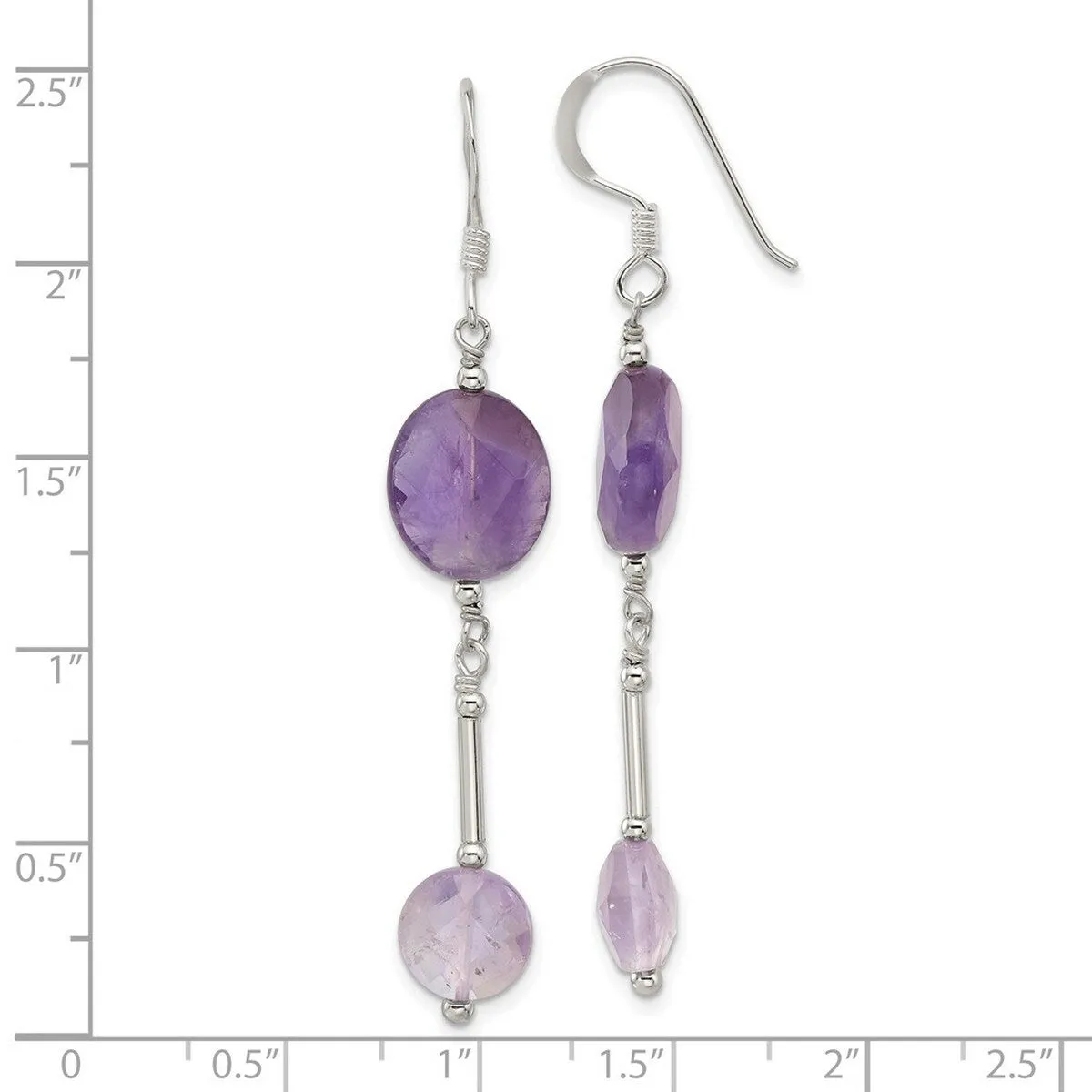 Curata 925 Sterling Silver Opaque Amethyst Dangle Hook Earrings - 61.75mm sold by Zulily product image thumbnail 4