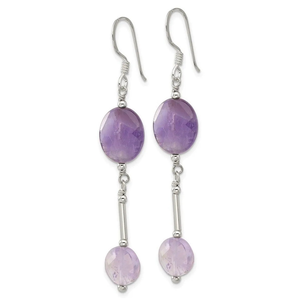 Curata 925 Sterling Silver Opaque Amethyst Dangle Hook Earrings - 61.75mm sold by Zulily