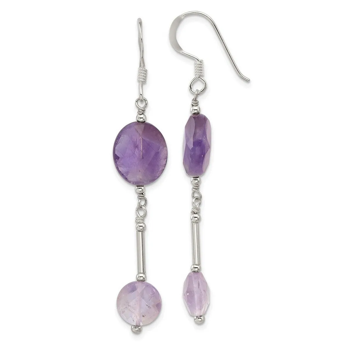 Curata 925 Sterling Silver Opaque Amethyst Dangle Hook Earrings - 61.75mm sold by Zulily product image thumbnail 5