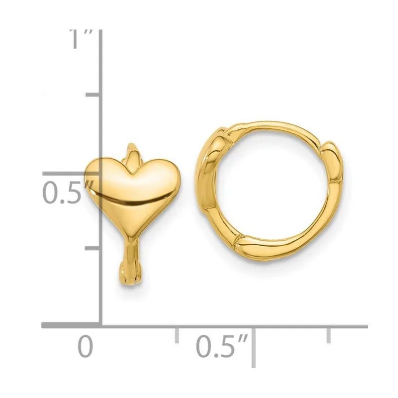 Curata 925 Sterling Silver Gold Plated Heart Hinged Hoop Earrings - 12.2x1.25mm sold by Zulily